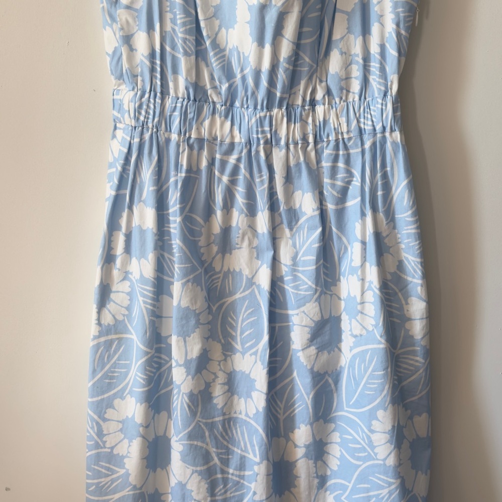 Prada Blue and White Floral Midi Dress - Picture 4 of 10